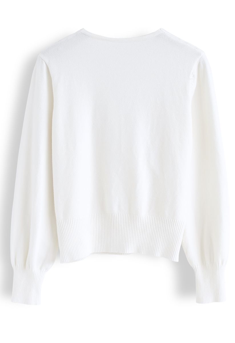 Basic Soft Wrapped Knit Top in White - Retro, Indie and Unique Fashion