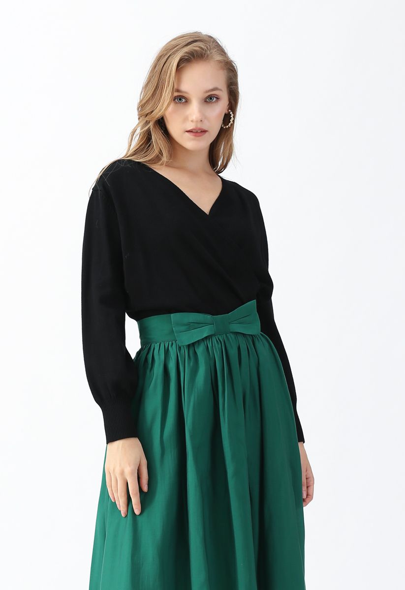 Basic Soft Wrapped Knit Top in Black - Retro, Indie and Unique Fashion