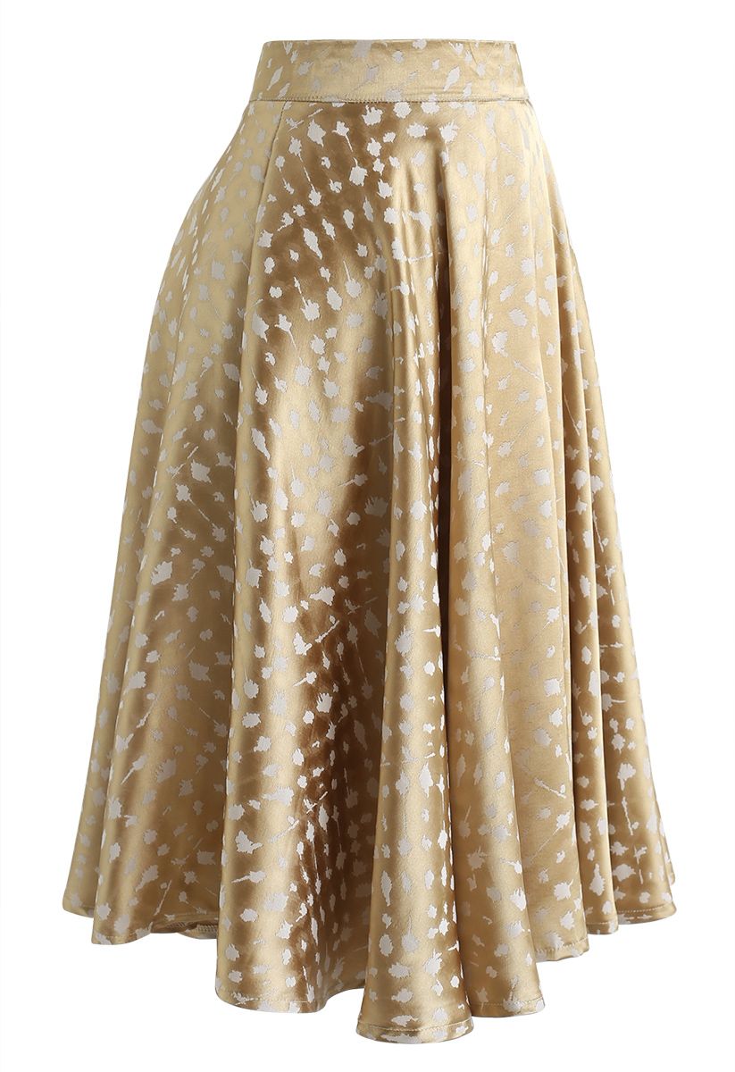 Golden Spot Jacquard Midi Skirt - Retro, Indie and Unique Fashion