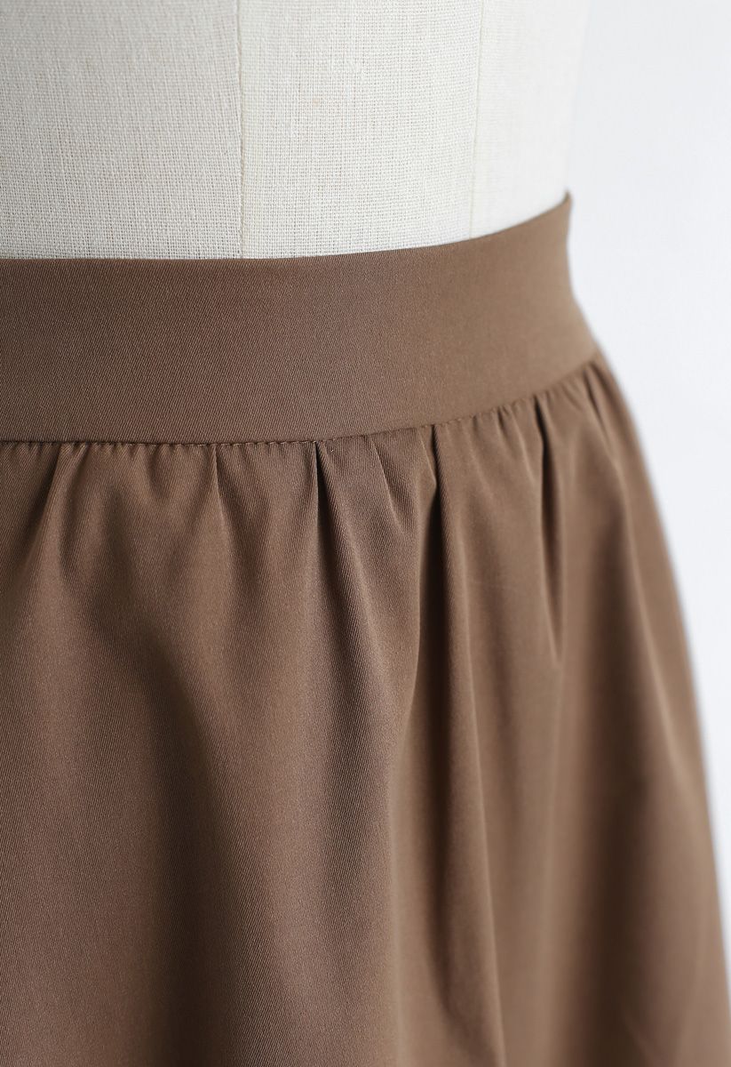 Simple A-Line Midi Skirt in Caramel - Retro, Indie and Unique Fashion