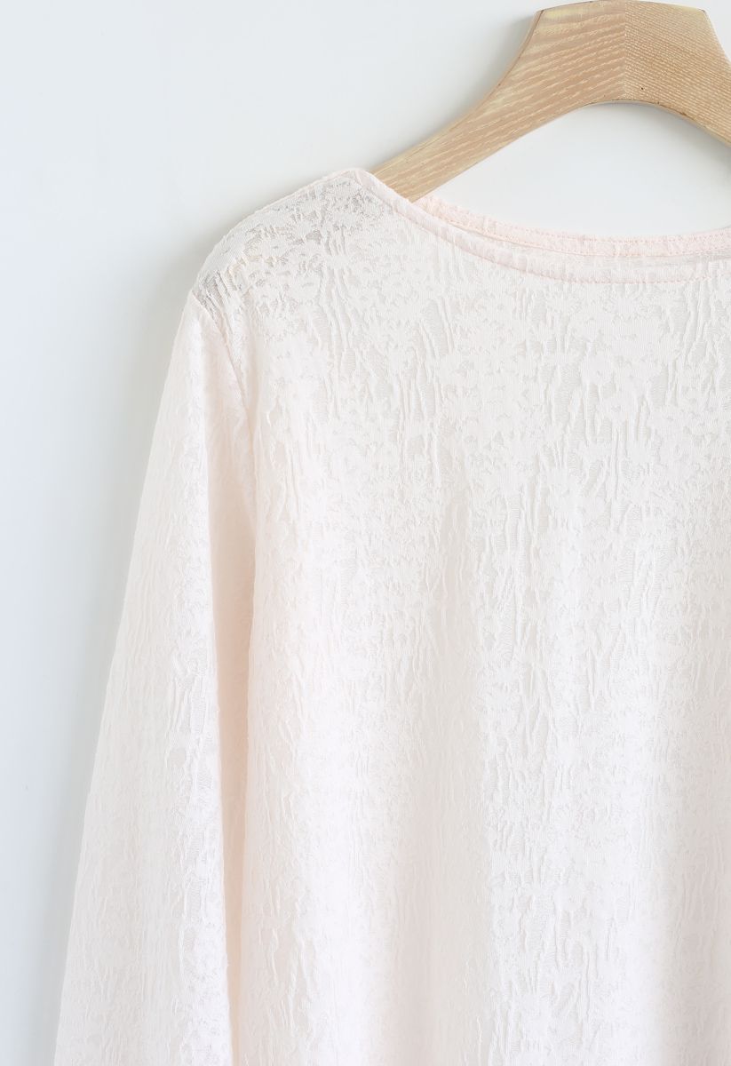 Long Sleeves Semi-Sheer Top in Pink - Retro, Indie and Unique Fashion