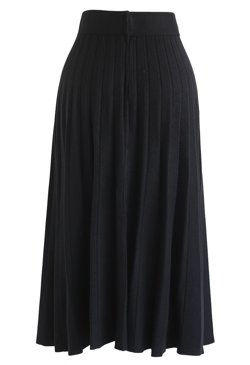 Parallel A-Line Knit Midi Skirt in Black - Retro, Indie and Unique Fashion