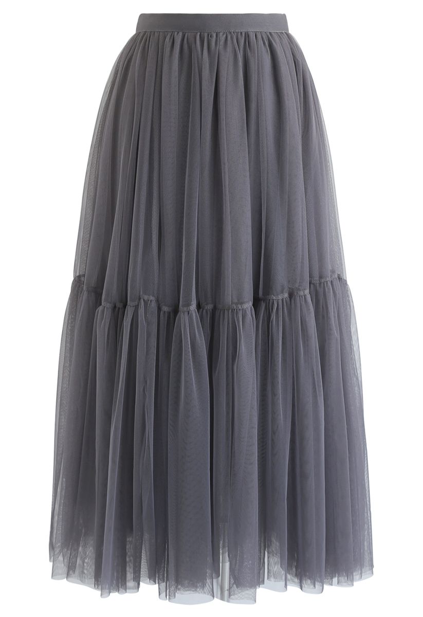 Can't Let Go Mesh Tulle Skirt in Smoke - Retro, Indie and Unique Fashion