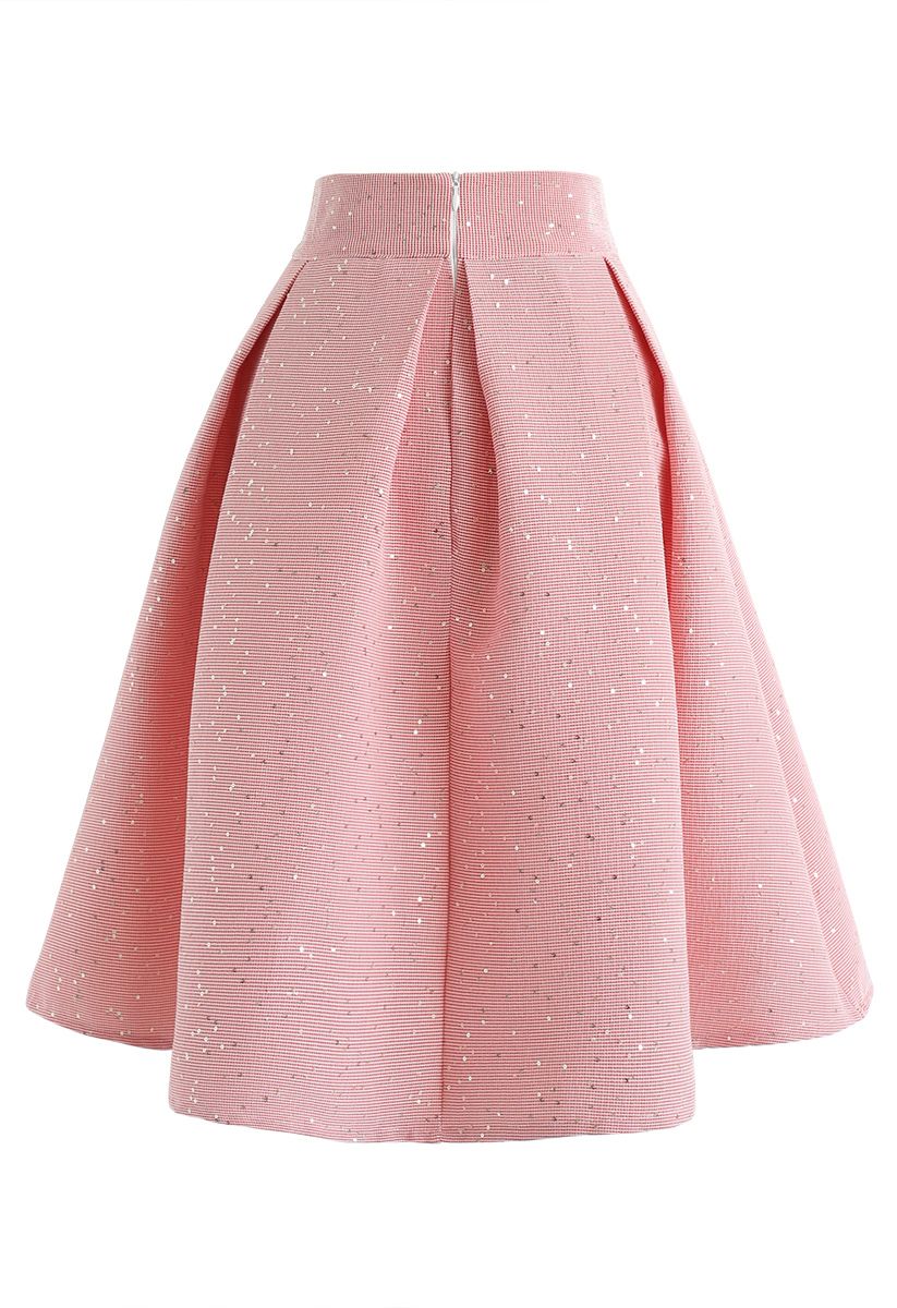 Sweet Your Heart Bowknot Sequins Pleated Skirt in Pink