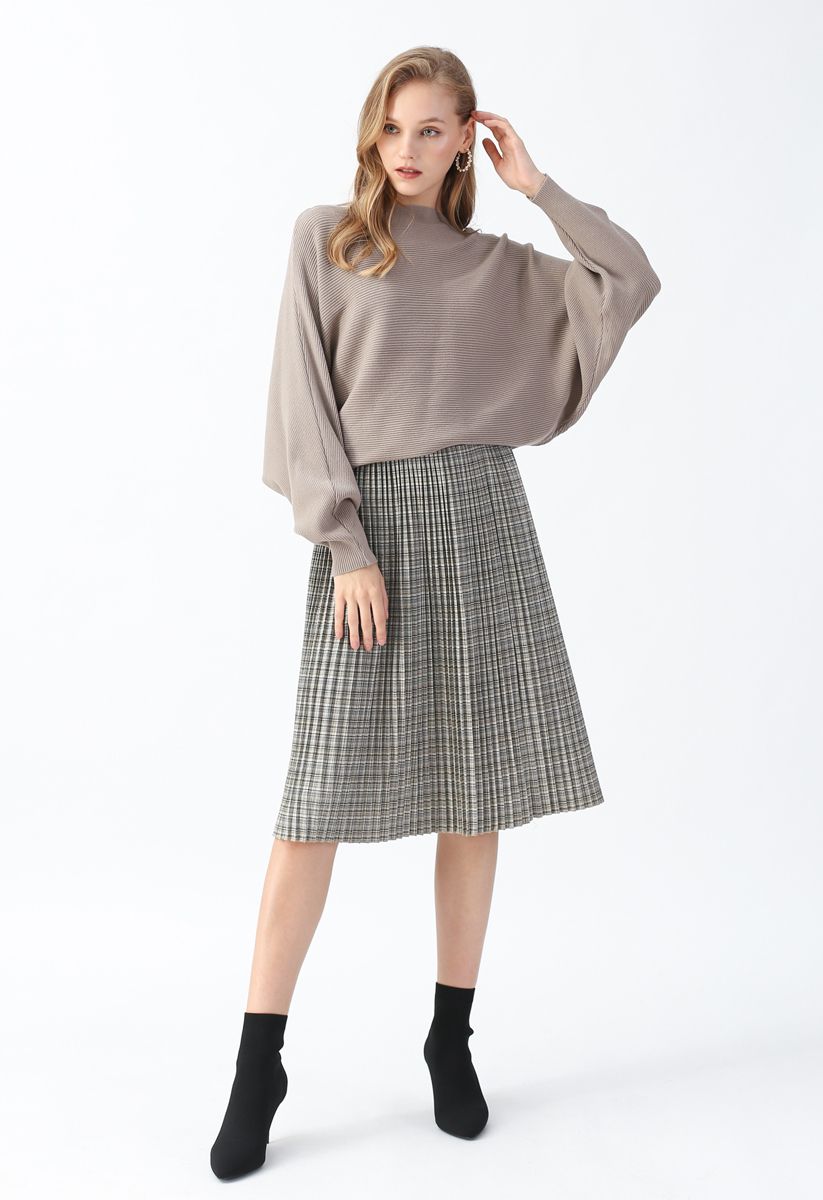 Plaid Pattern Pleated Midi Skirt - Retro, Indie and Unique Fashion