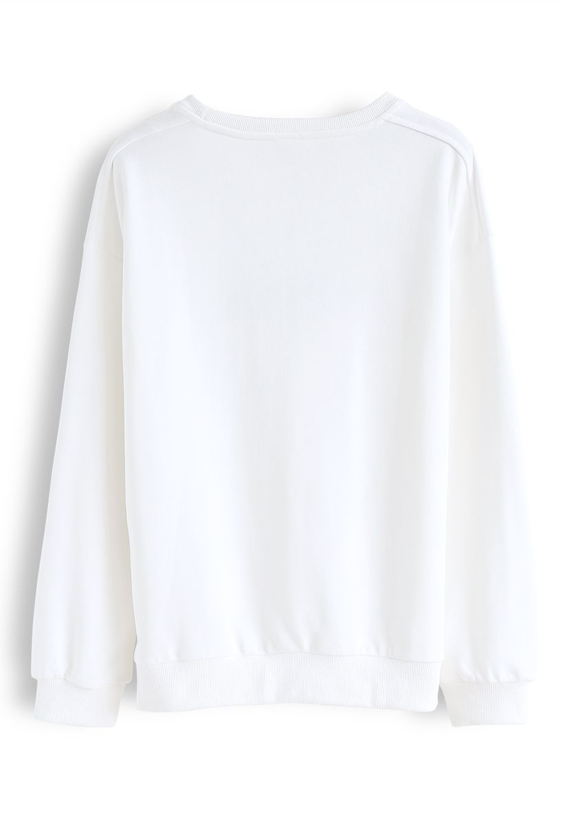 Edition Embroidered Sweatshirt in White - Retro, Indie and Unique Fashion