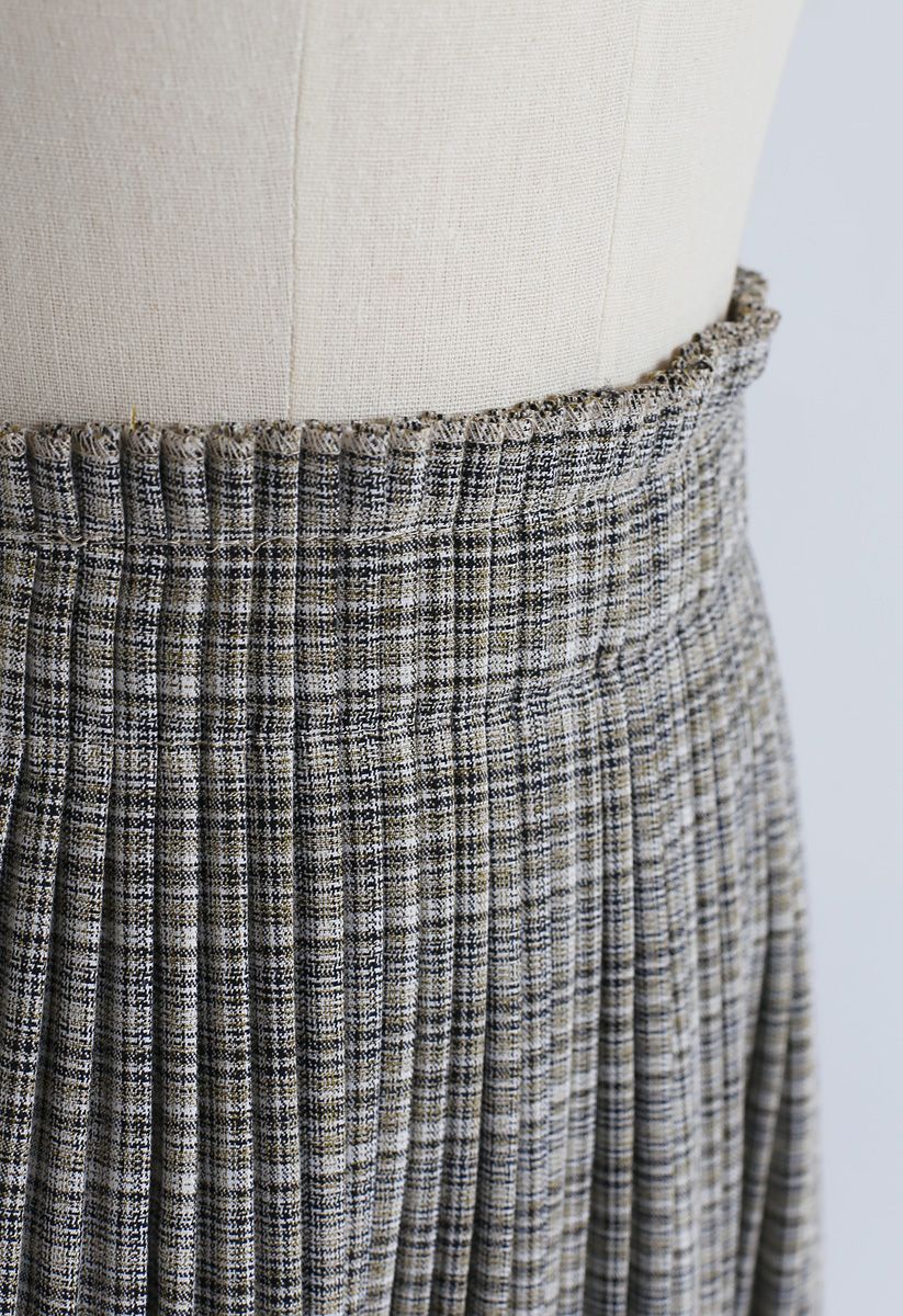 Plaid Pattern Pleated Midi Skirt - Retro, Indie and Unique Fashion