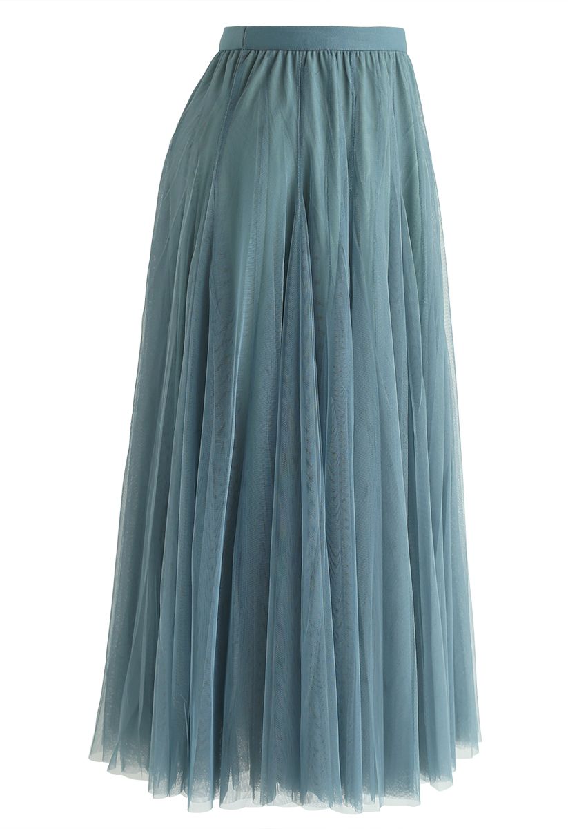 My Secret Garden Tulle Maxi Skirt in Turquoise