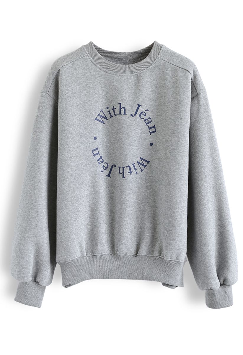 Letters Loose Fit Sweatshirt in Grey - Retro, Indie and Unique Fashion