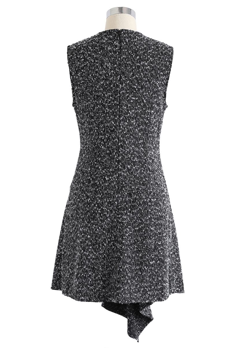 Tweed Asymmetric Sleeveless Dress in Black - Retro, Indie and Unique ...