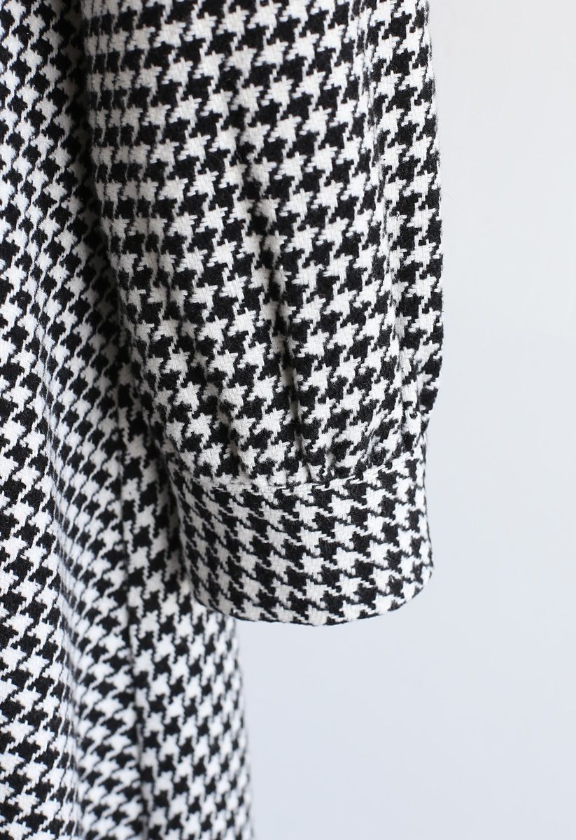 Bowknot Houndstooth Button Down Dress in White - Retro, Indie and ...