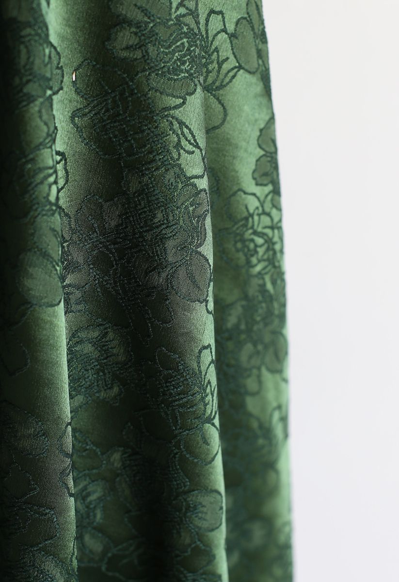 Emerald Floral Jacquard Midi Skirt