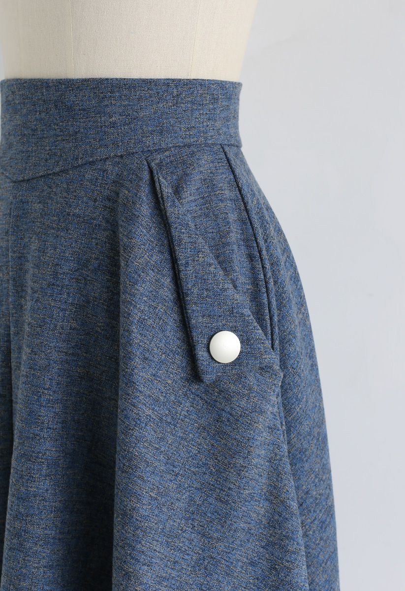 Classic Simplicity A-Line Midi Skirt in Dusty Blue