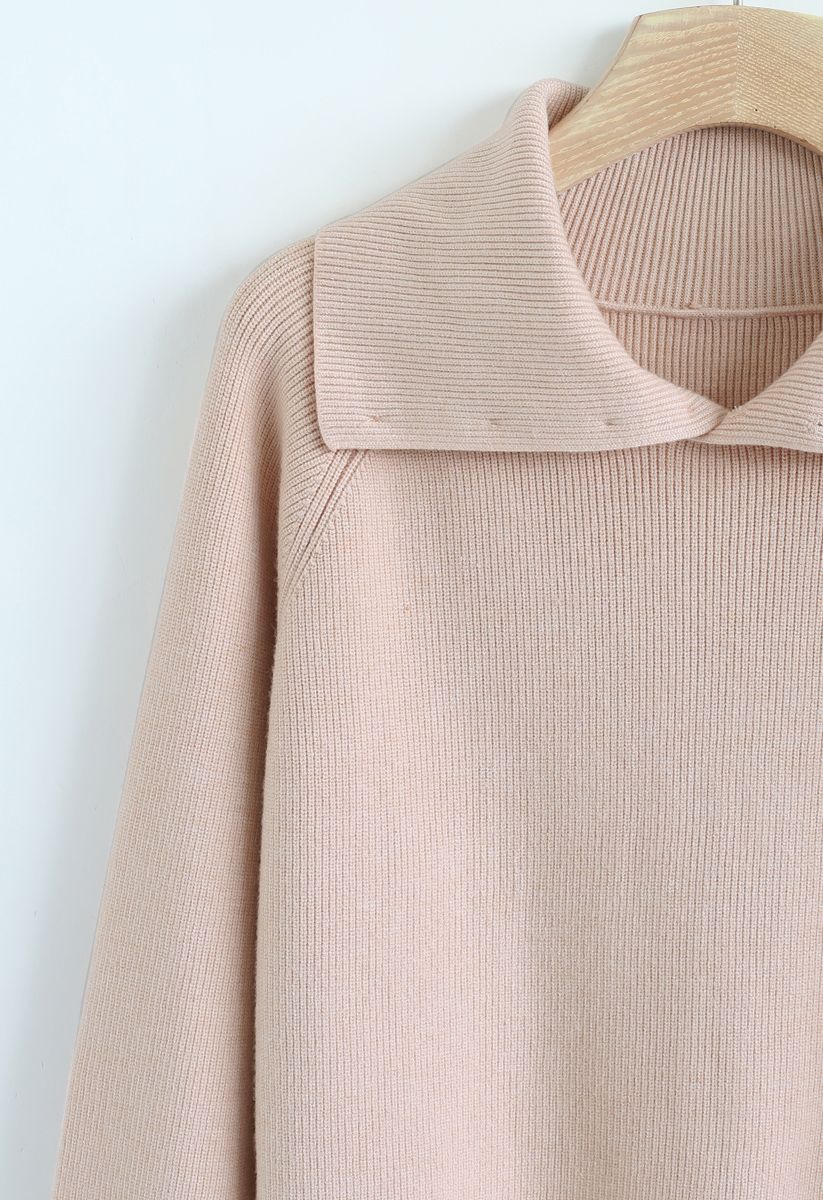 Buttoned Cowl Neck Knit Sweater in Pink - Retro, Indie and Unique Fashion