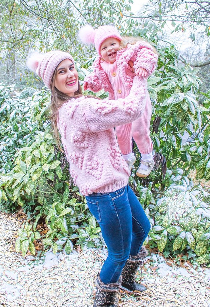 Knit Your Love Cardigan in Pink For Kids
