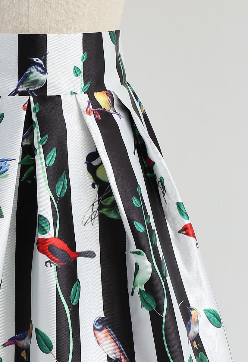 Birdie Choir Striped Midi Skirt