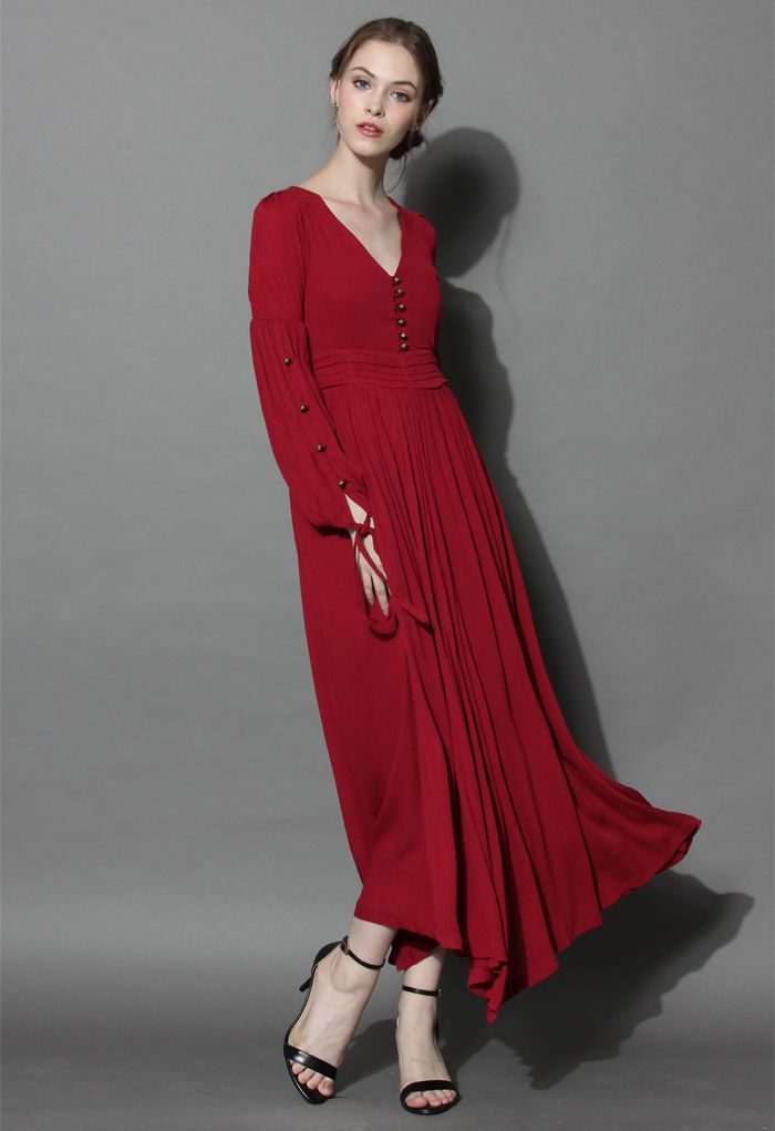 Boundless Romance Maxi Crepe Dress in Wine - Retro, Indie and Unique ...