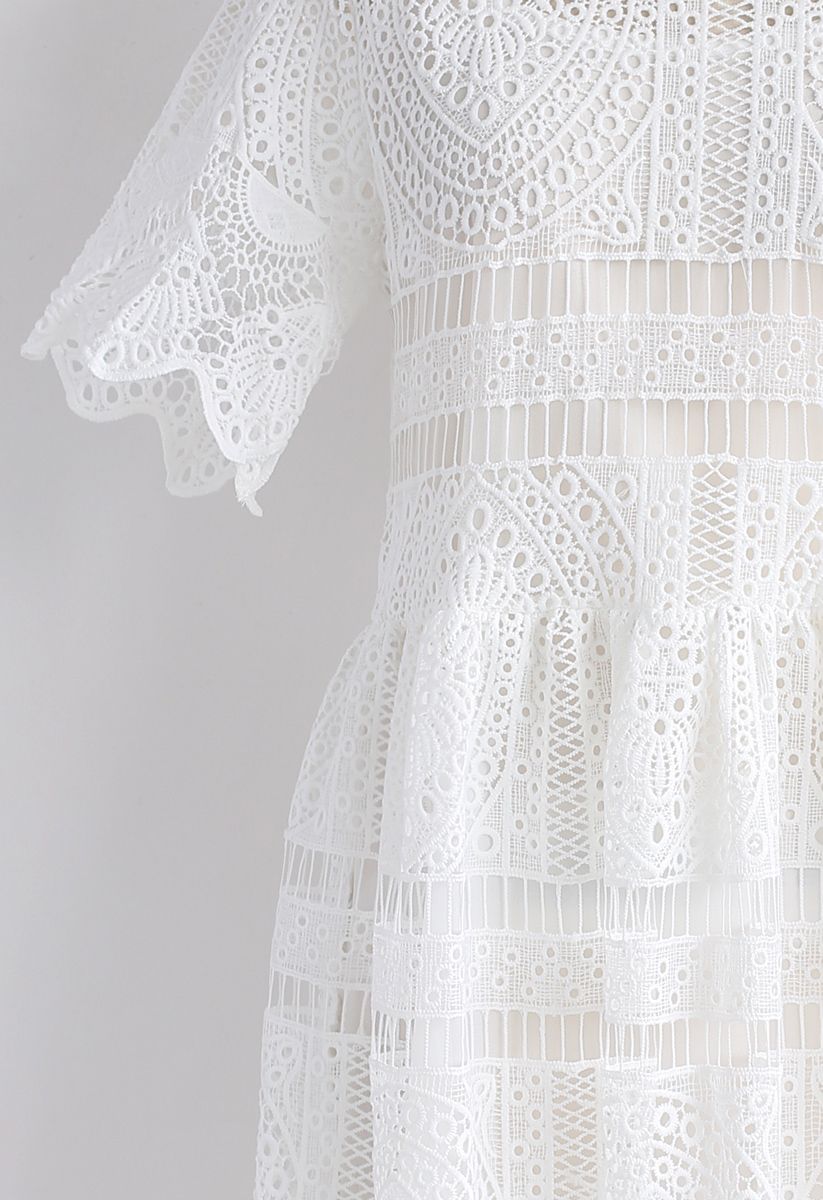 With Your Ingenuity Crochet Dress in White