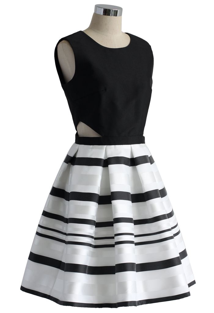 Fancy Stripes Cutout Dress - Retro, Indie and Unique Fashion