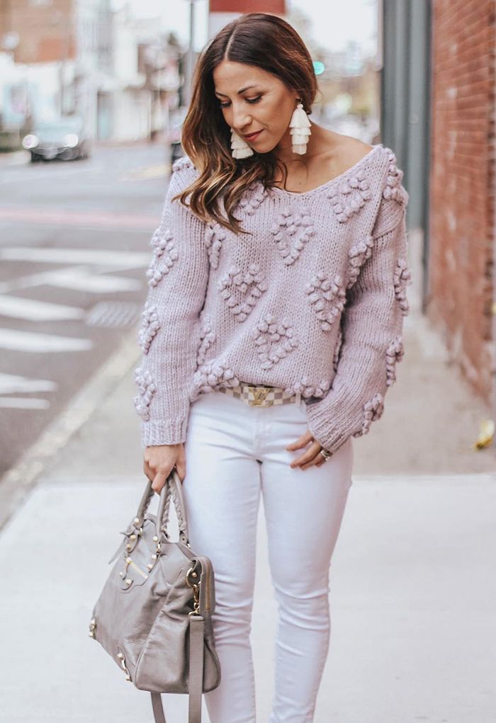 Knit Your Love V-Neck Sweater in Lavender
