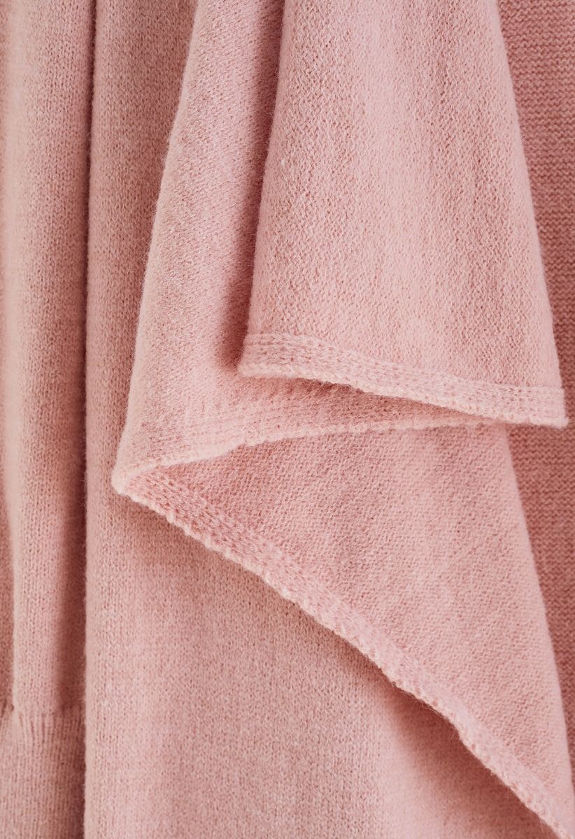 Waterfall Longline Knit Cardigan in Pink