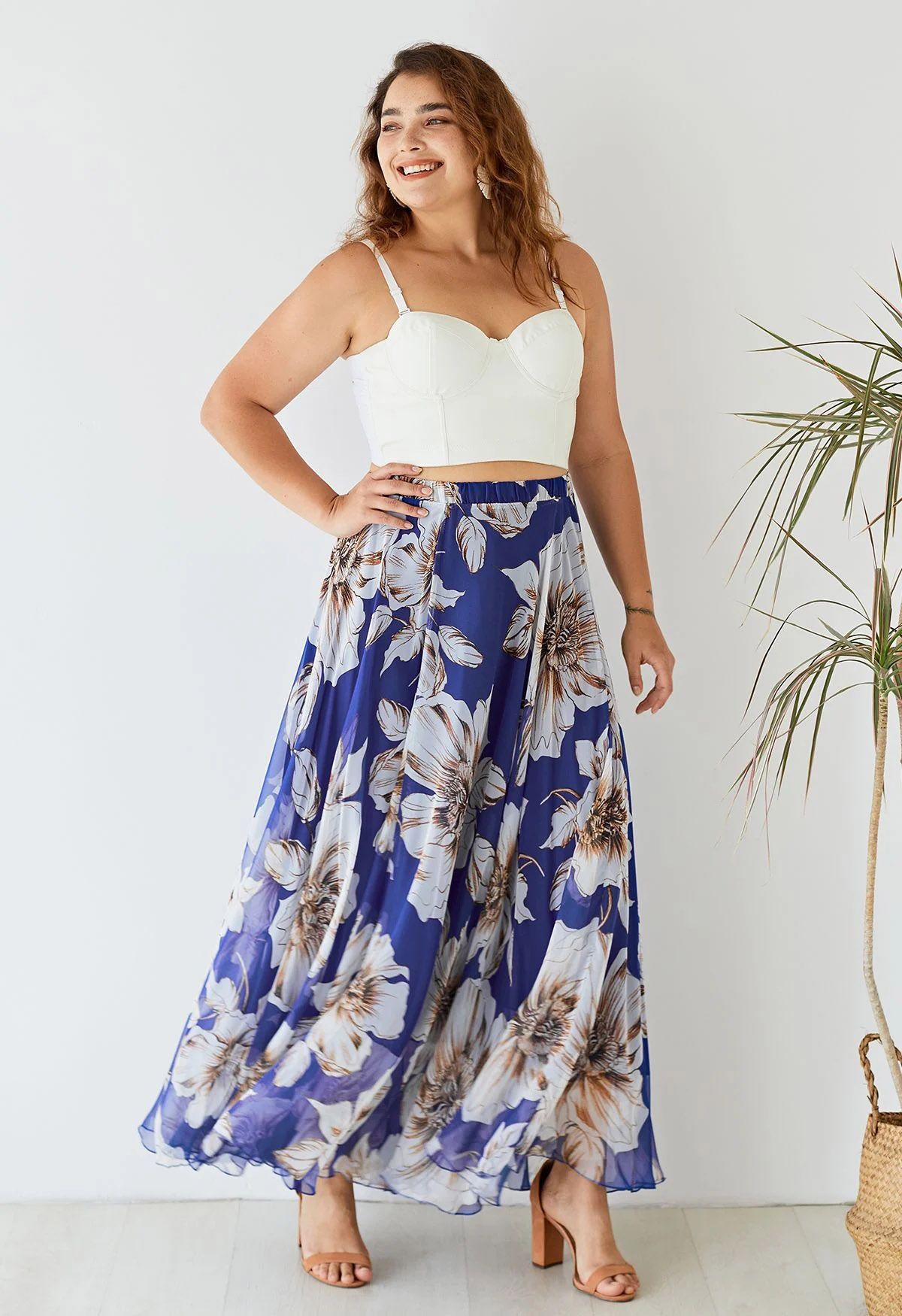 Marvelous Floral Maxi Skirt in Blue - Retro, Indie and Unique Fashion