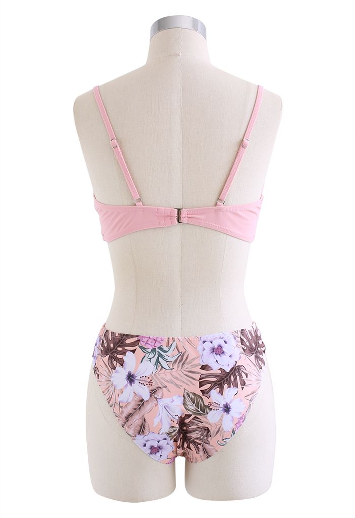 Fresh Floral Crisscross Front Bikini Cover-Up Set in Pink