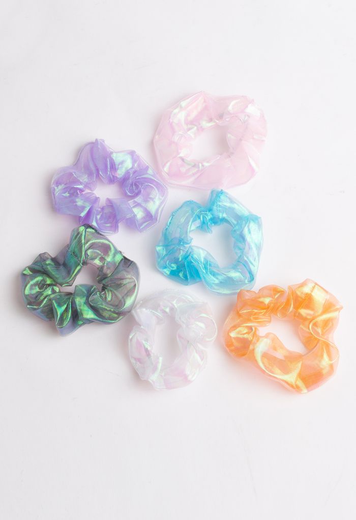 6-Pack Holographic Organza Scrunchies