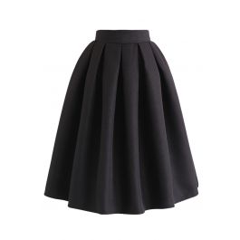 Jacquard Pleated A-Line Midi Skirt in Black - Retro, Indie and Unique ...
