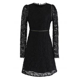 Full Floral Crochet Eyelet Midi Dress - Retro, Indie and Unique Fashion