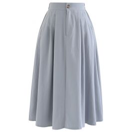 Slant Pockets A-Line Midi Skirt in Dusty Blue - Retro, Indie and Unique ...