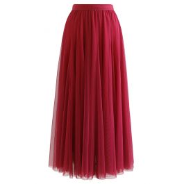 My Secret Garden Tulle Maxi Skirt in Red - Retro, Indie and Unique Fashion