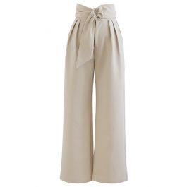 O-Ring Knotted Waist Wide Leg Pants in Sand - Retro, Indie and Unique ...