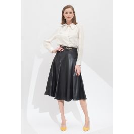 Metallic Chain Embellished Faux Leather Skirt in Black - Retro, Indie ...