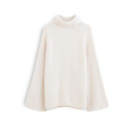 Bell Sleeves Turtleneck Knit Sweater in Ivory - Retro, Indie and Unique ...