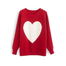 CHICWISH Women's Red Embroidered Heart High Neck Knit Sweater, Red, Large :  : Clothing, Shoes & Accessories