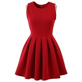 Favored Sleeveless Skater Dress in Red - Retro, Indie and Unique Fashion