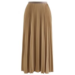 Simplicity Pleated Midi Skirt in Light Tan - Retro, Indie and Unique ...
