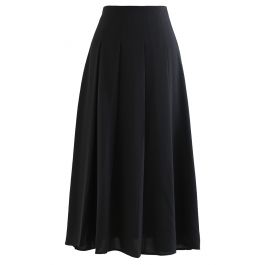 Back-to-Front Pleated A-Line Maxi Skirt in Black - Retro, Indie and ...