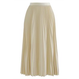 Simplicity Pleated Midi Skirt in Light Yellow - Retro, Indie and Unique ...