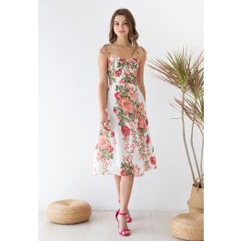 Summer Blossom Coral Floral Printed Cami Dress - Retro, Indie and Unique  Fashion