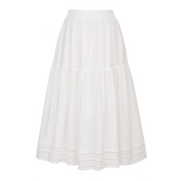 Crochet Hem Frilling Midi Skirt in White - Retro, Indie and Unique Fashion