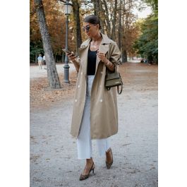 Double-Breasted Belted Trench Coat in Tan - Retro, Indie and Unique Fashion