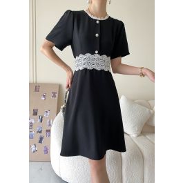Lacy Waist Short Sleeve Midi Dress - Retro, Indie and Unique Fashion