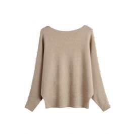 Pearly Batwing Sleeve Knit Sweater in Camel - Retro, Indie and Unique ...