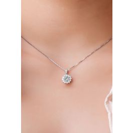Blooming Floral Halo Moissanite Diamond Necklace - Retro, Indie and ...