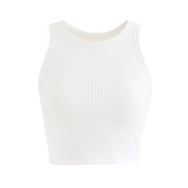 Solid Color Ribbed Tank Top in White - Retro, Indie and Unique Fashion