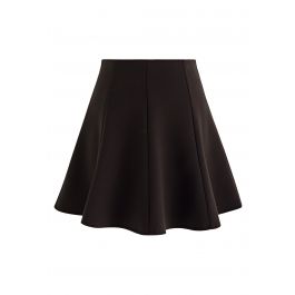 High Waist Flare Mini Skirt in Brown - Retro, Indie and Unique Fashion