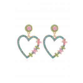 Blue Diamond Heart Hook Earrings - Retro, Indie and Unique Fashion