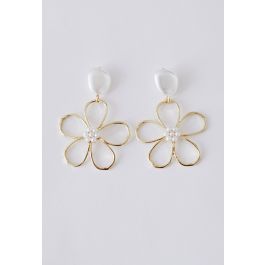 Pearly Hollow Out Floral Earrings - Retro, Indie and Unique Fashion